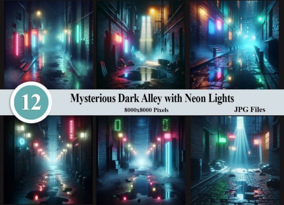 Download Mysterious Dark Alley with Neon Lights - Mysterious Collection
