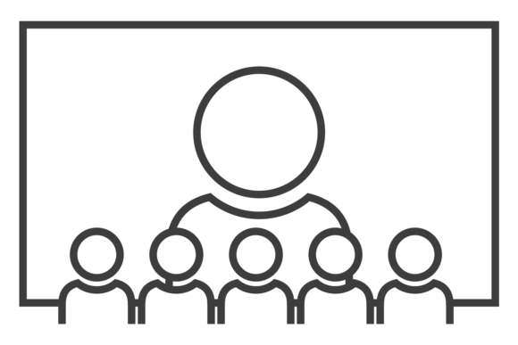 Download Webinar Icon. People Listen Teacher on V - Web Collection